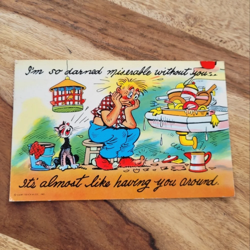 Vintage missing you postcard